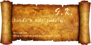 Istók Kálmán névjegykártya